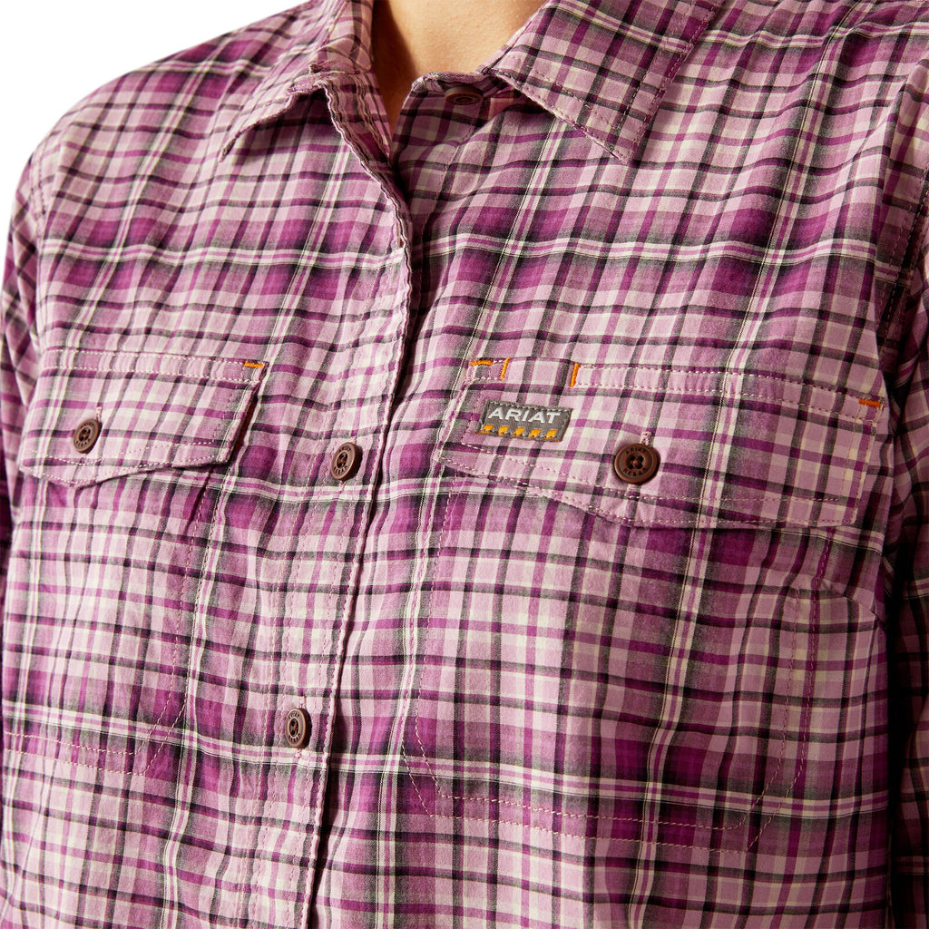 Ariat Womens Rebar Made Tough Durastretch L/S Work Shirt (10055077) Smokey Grape
