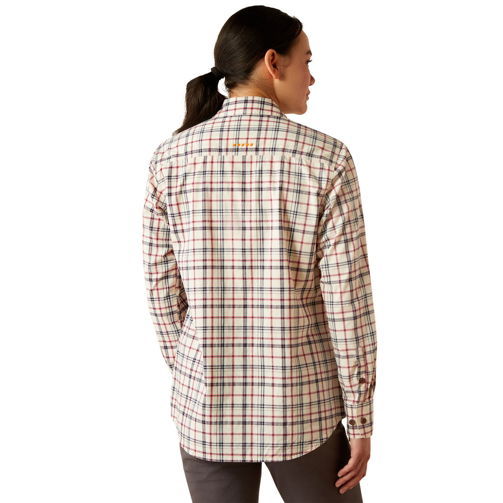 Ariat Womens Rebar Made Tough Durastretch L/S Work Shirt (10055078) Vanilla
