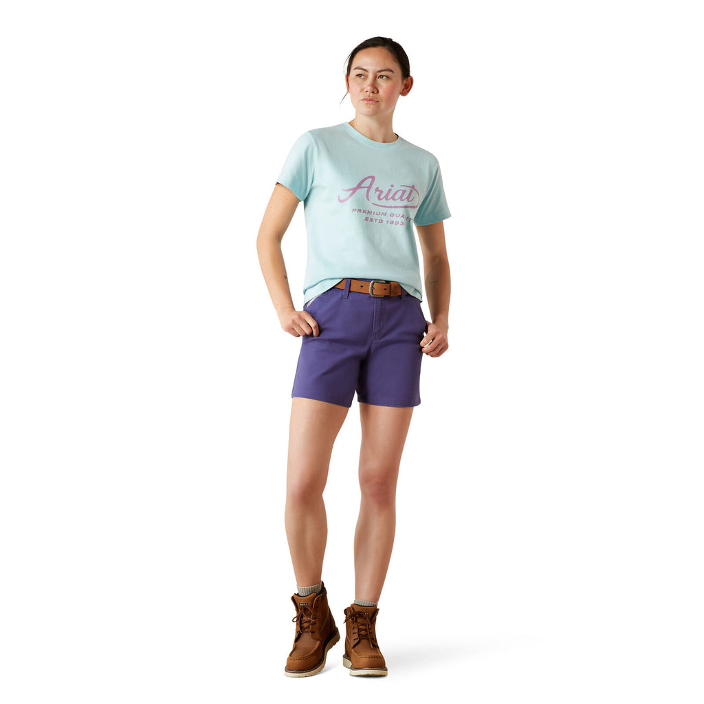 Ariat Womens Rebar Cotton Strong Worldwide S/S Tee (10054503) Aquatic