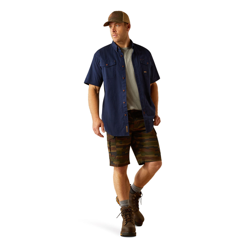 Ariat Mens Rebar Made Tough Durastretch S/S Work Shirt (10055263) Navy