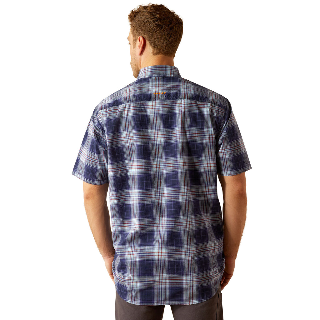Ariat Mens Rebar Made Tough Durastretch S/S Work Shirt (10055264) Placid Blue