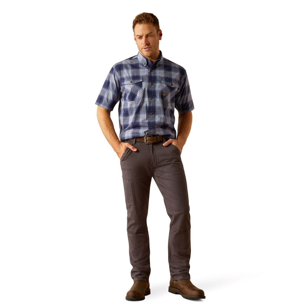 Ariat Mens Rebar Made Tough Durastretch S/S Work Shirt (10055264) Placid Blue