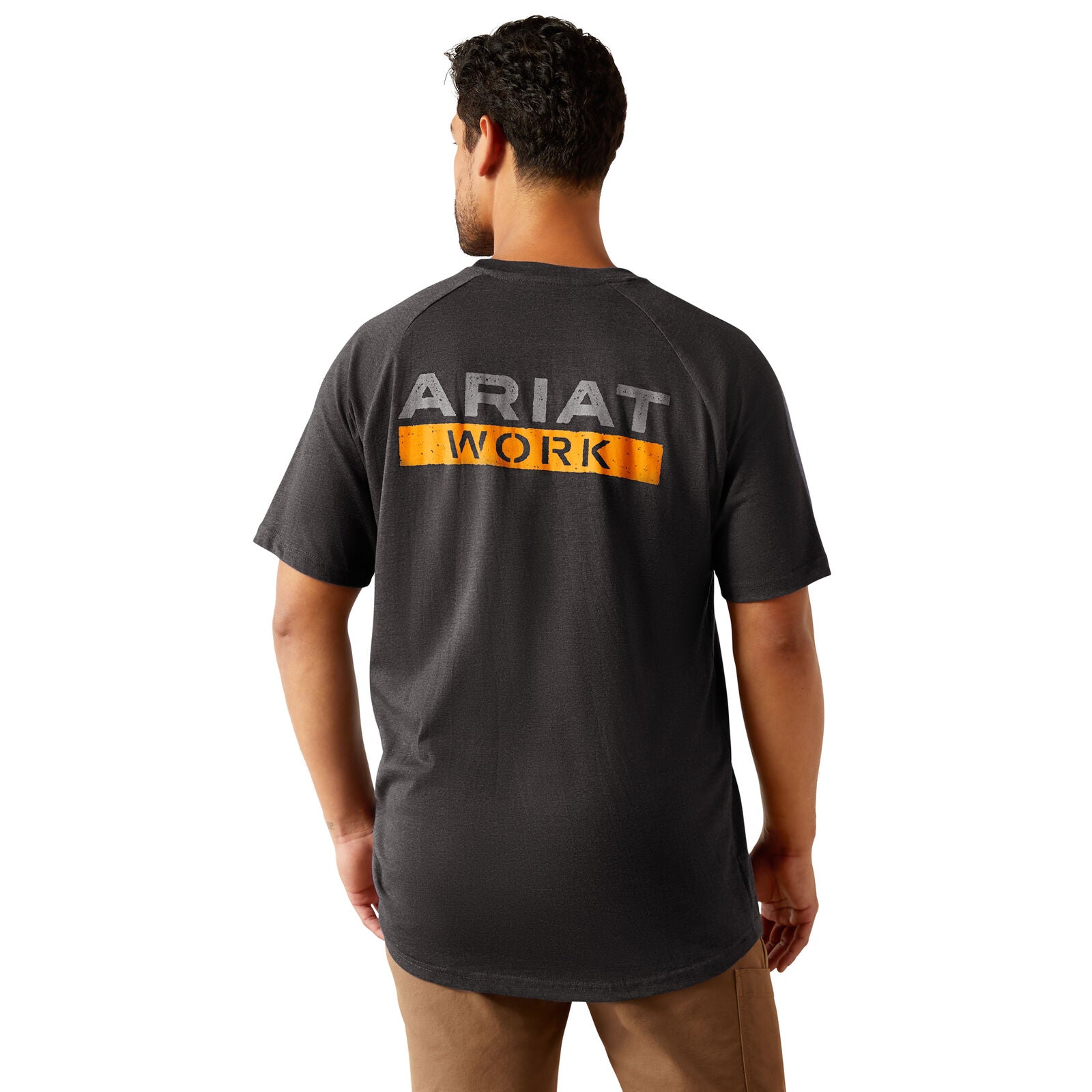 Ariat Mens Rebar Cotton Strong Logo S/S Tee (10054508) Charcoal Heather