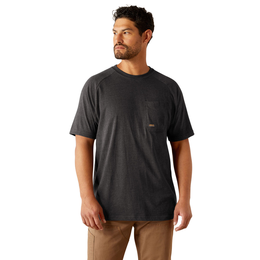 Ariat Mens Rebar Cotton Strong Logo S/S Tee (10054508) Charcoal Heather
