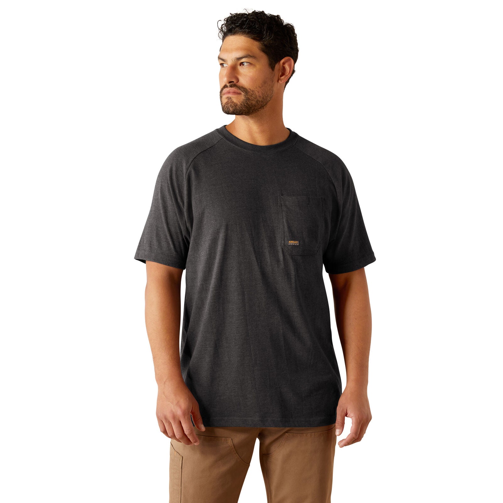 Ariat Mens Rebar Cotton Strong Logo S/S Tee (10054508) Charcoal Heather