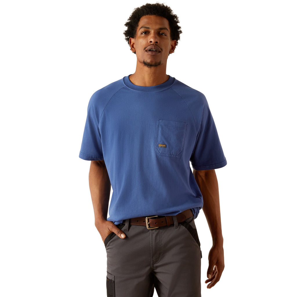 Ariat Mens Rebar Cotton Strong Logo S/S Tee (10054507) Strong Blue