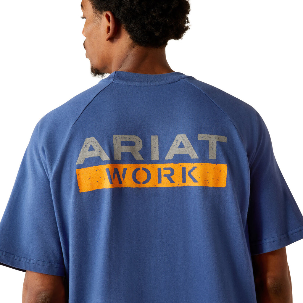Ariat Mens Rebar Cotton Strong Logo S/S Tee (10054507) Strong Blue