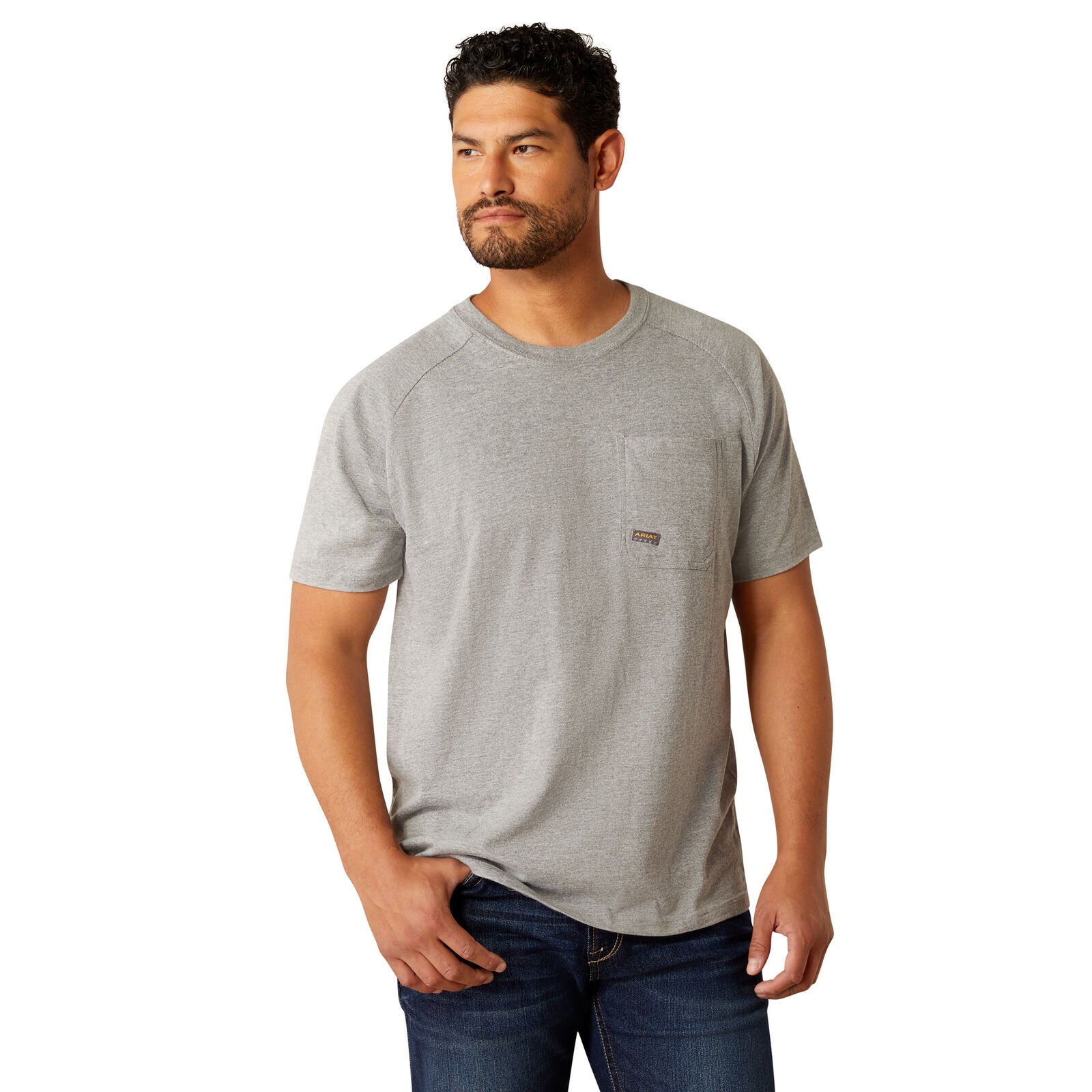 Ariat Mens Rebar Cotton Strong Hardhead S/S Tee (10054443) Heather Grey