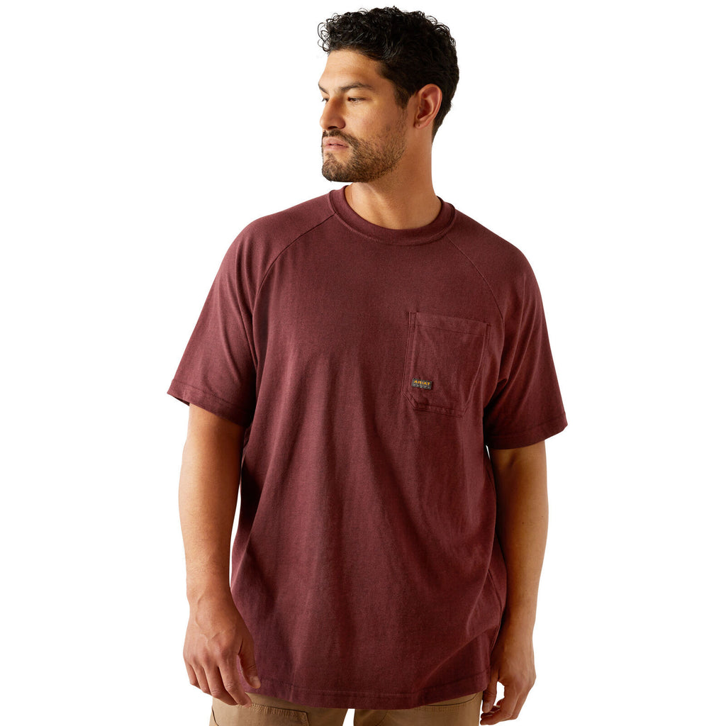 Ariat Mens Rebar Cotton Strong Hardhead S/S Tee (10054444) Malbec Heather