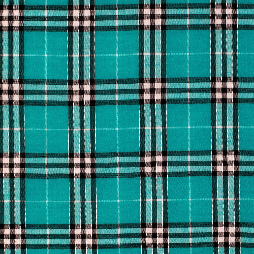 Just Country Girls Harper Half Button L/S Print Shirt (GWLS2549) Peacock Green Lurex Plaid