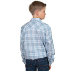Just Country Boys Brayden Half Button L/S Print Shirt (BWLS2528) Light Blue Plaid