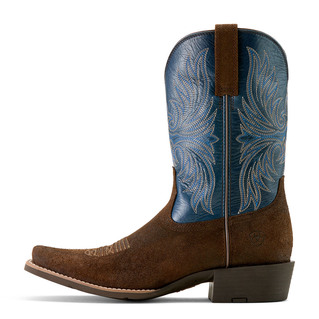 Ariat Mens Sport Narrow Cutter Toe Western Boots (10063961) Aged Smokehouse Roughout/Midnight Blue