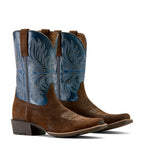 Ariat Mens Sport Narrow Cutter Toe Western Boots (10063961) Aged Smokehouse Roughout/Midnight Blue