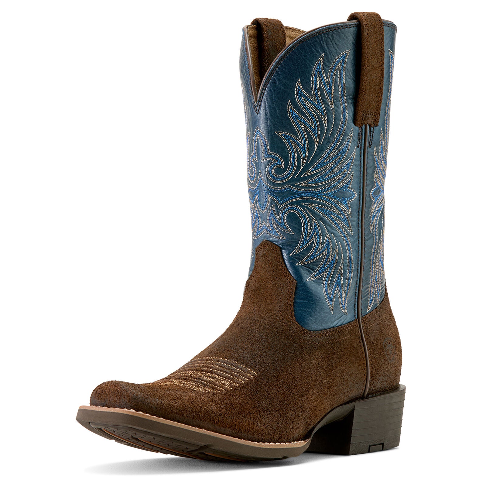 Ariat Mens Sport Narrow Cutter Toe Western Boots (10063961) Aged Smokehouse Roughout/Midnight Blue