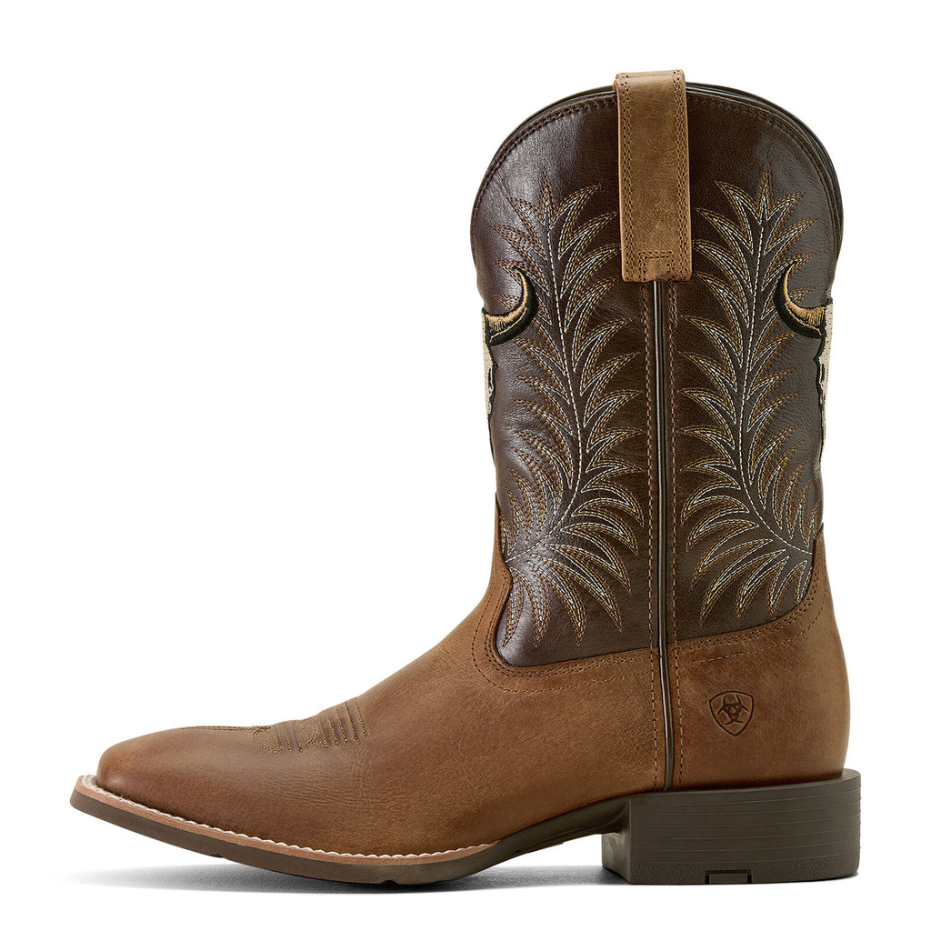 Ariat Mens Sport Steer Skull Western Boots (10064053) Sandstorm/Bitter Chocolate