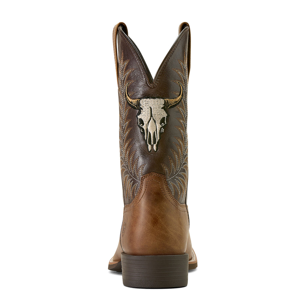 Ariat Mens Sport Steer Skull Western Boots (10064053) Sandstorm/Bitter Chocolate