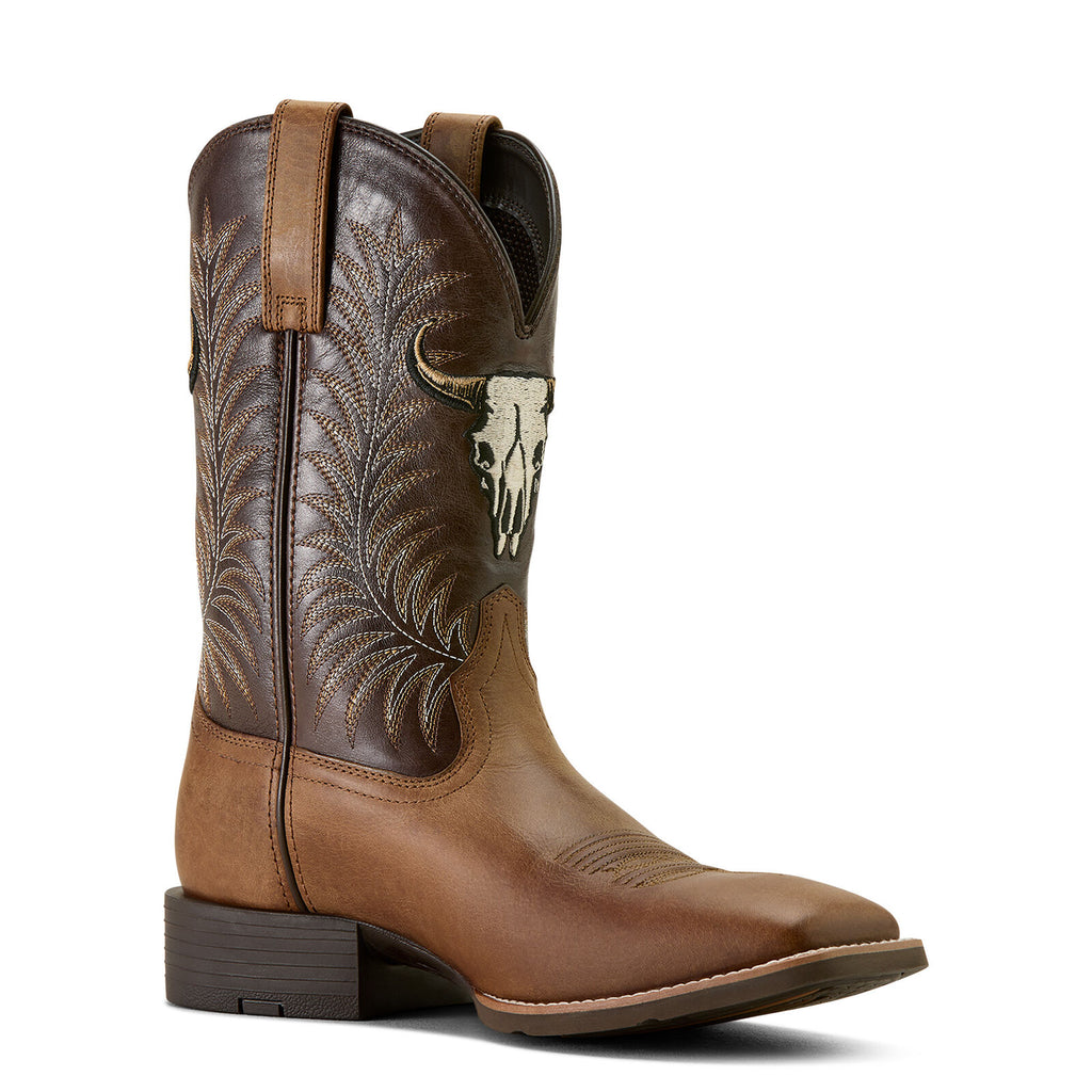 Ariat Mens Sport Steer Skull Western Boots (10064053) Sandstorm/Bitter Chocolate