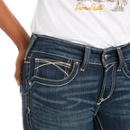 Ariat Womens R.E.A.L. Mid Rise Stretch Whipstitch Bootcut Jeans (10014022) Ocean