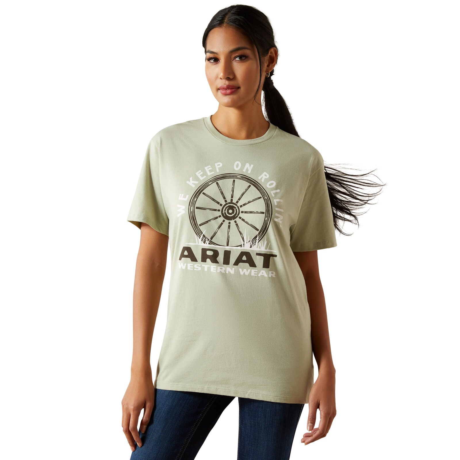 Ariat Womens Keep On Rollin S/S Tee (10062351) Desert Sage Heather