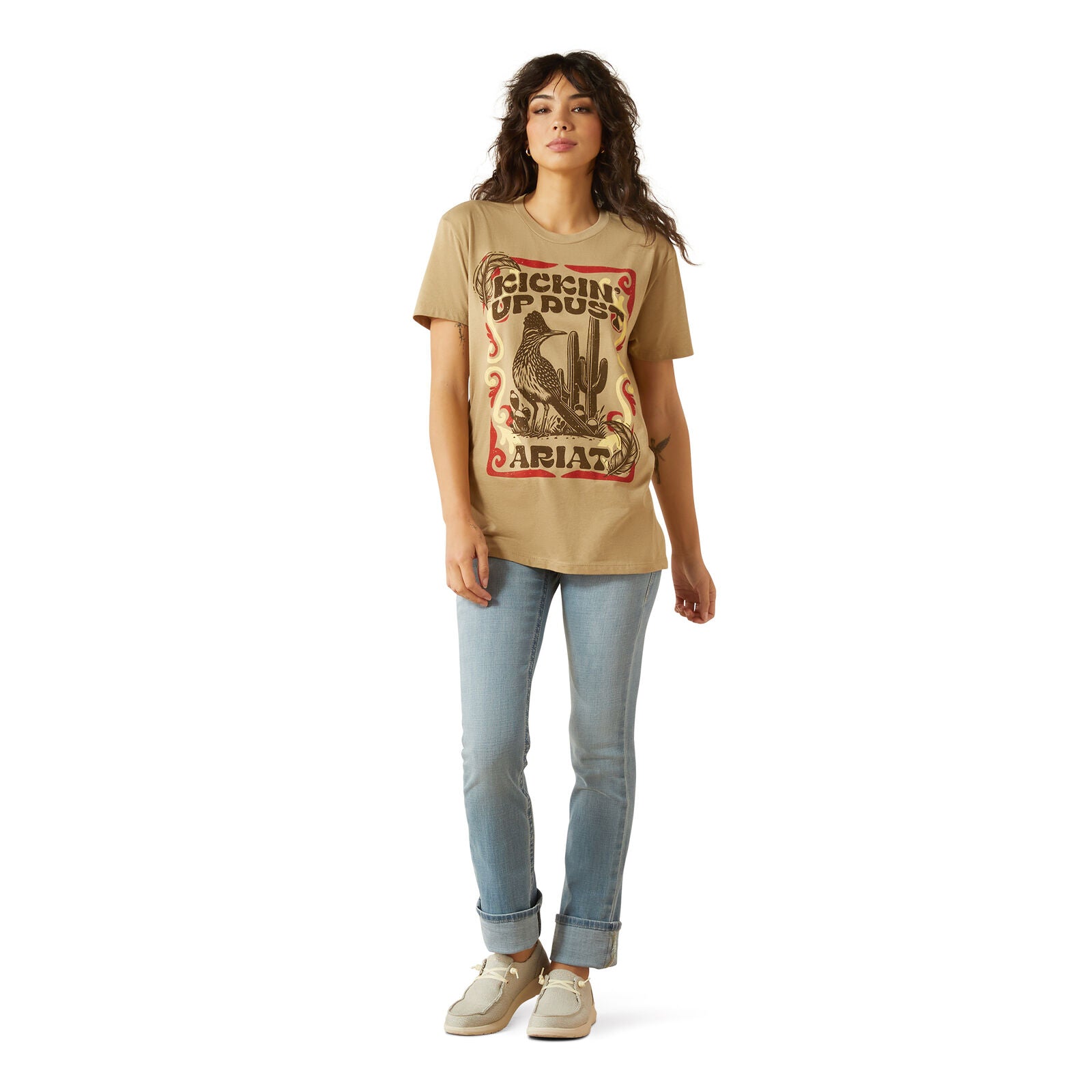 Ariat Womens Kickin Up Dust S/S Tee (10062348) Sand