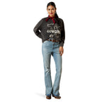 Ariat Womens Canvas Oversized L/S Tee (10062838) Black Mineral Wash