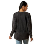 Ariat Womens Canvas Oversized L/S Tee (10062838) Black Mineral Wash