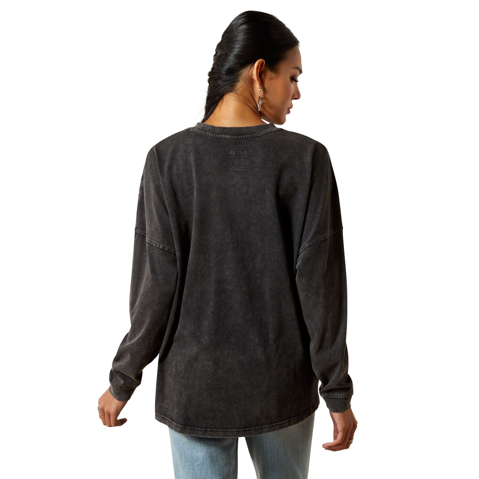 Ariat Womens Canvas Oversized L/S Tee (10062838) Black Mineral Wash