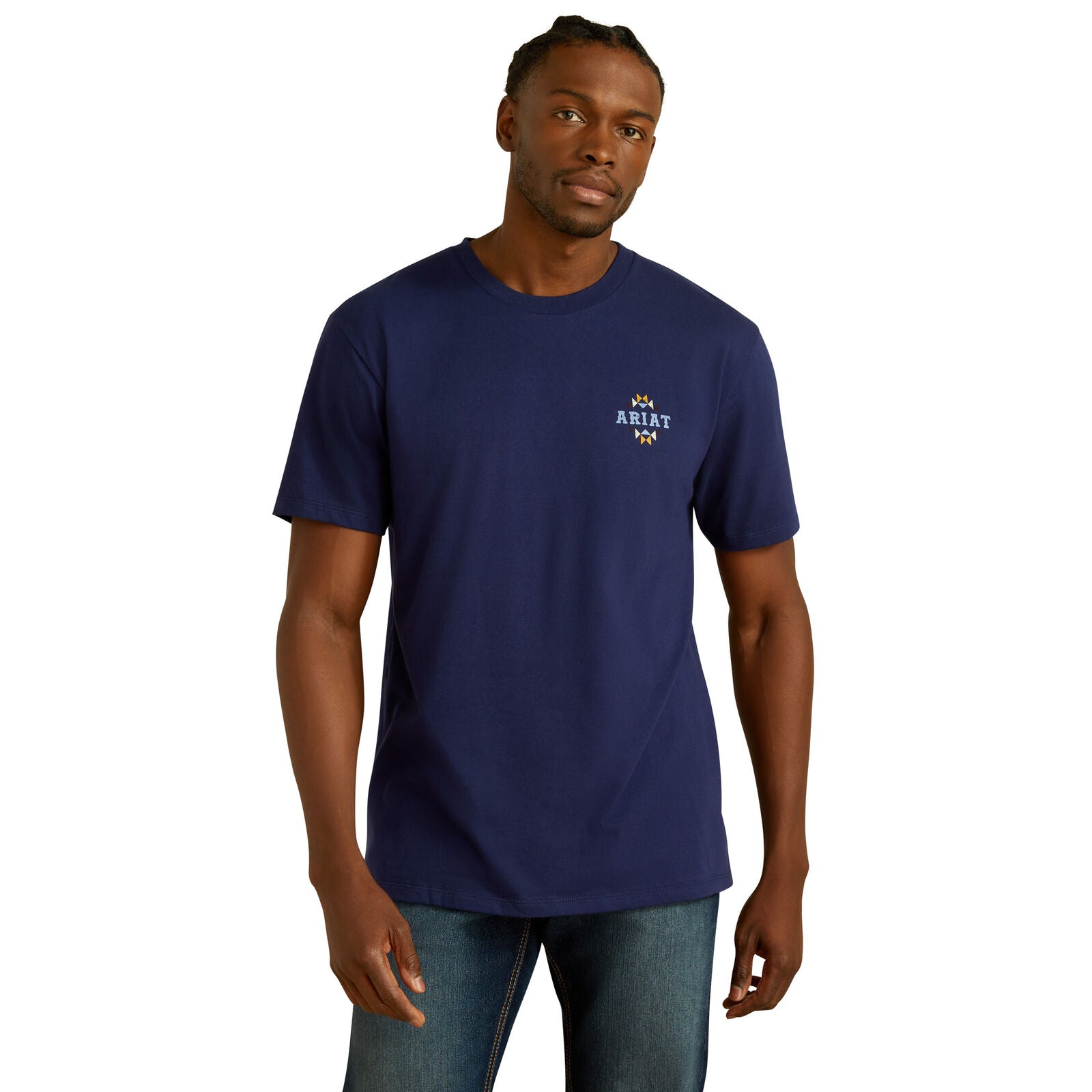 Ariat Mens Woven West S/S Tee (10062418) Medieval Blue