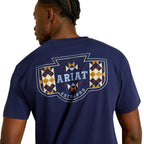 Ariat Mens Woven West S/S Tee (10062418) Medieval Blue