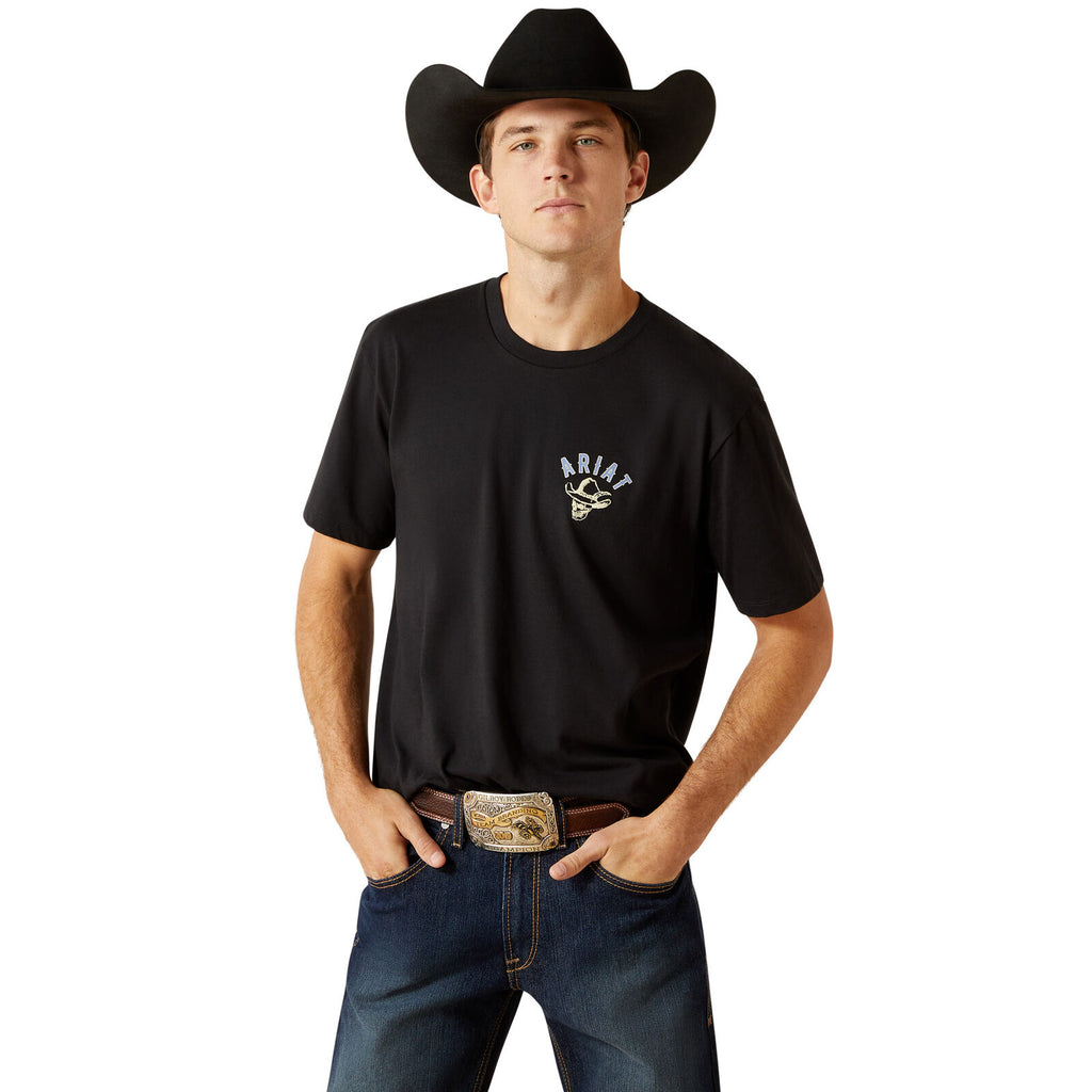 Ariat Mens Stitched Skull S/S Tee (10062423) Black