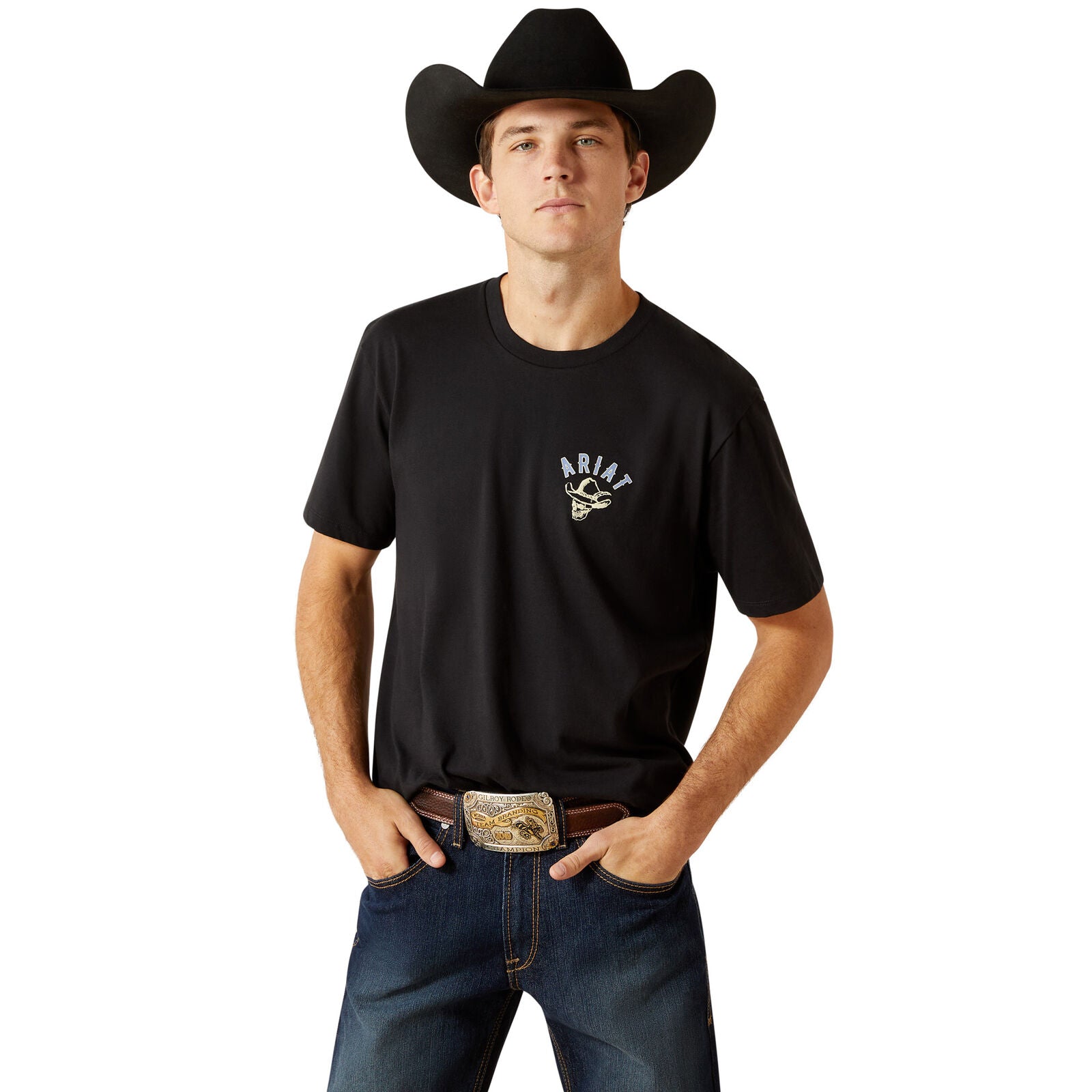 Ariat Mens Stitched Skull S/S Tee (10062423) Black