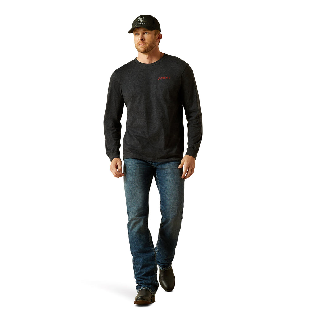 Ariat Mens Stamped Freedom L/S Tee (10062428) Charcoal Heather