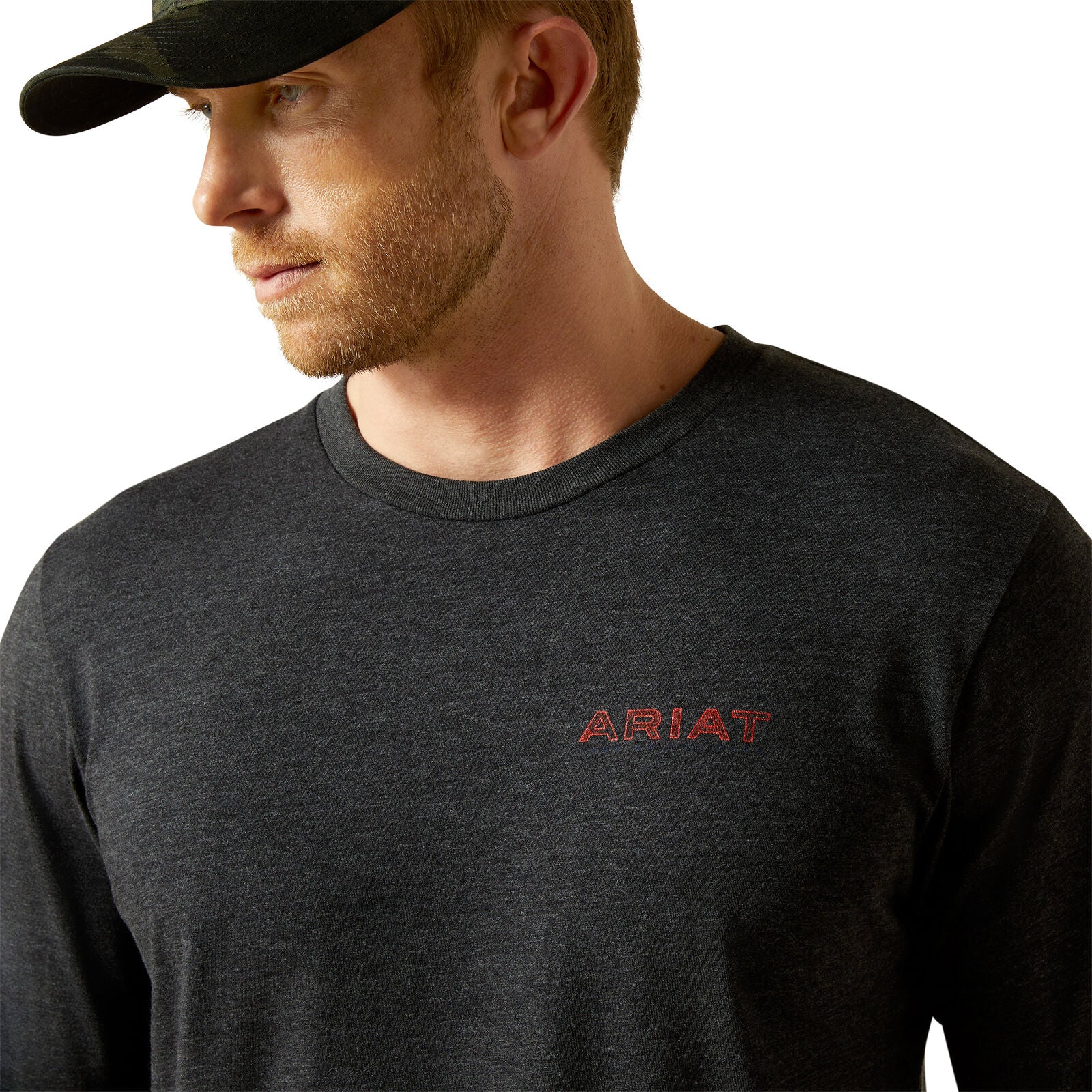 Ariat Mens Stamped Freedom L/S Tee (10062428) Charcoal Heather