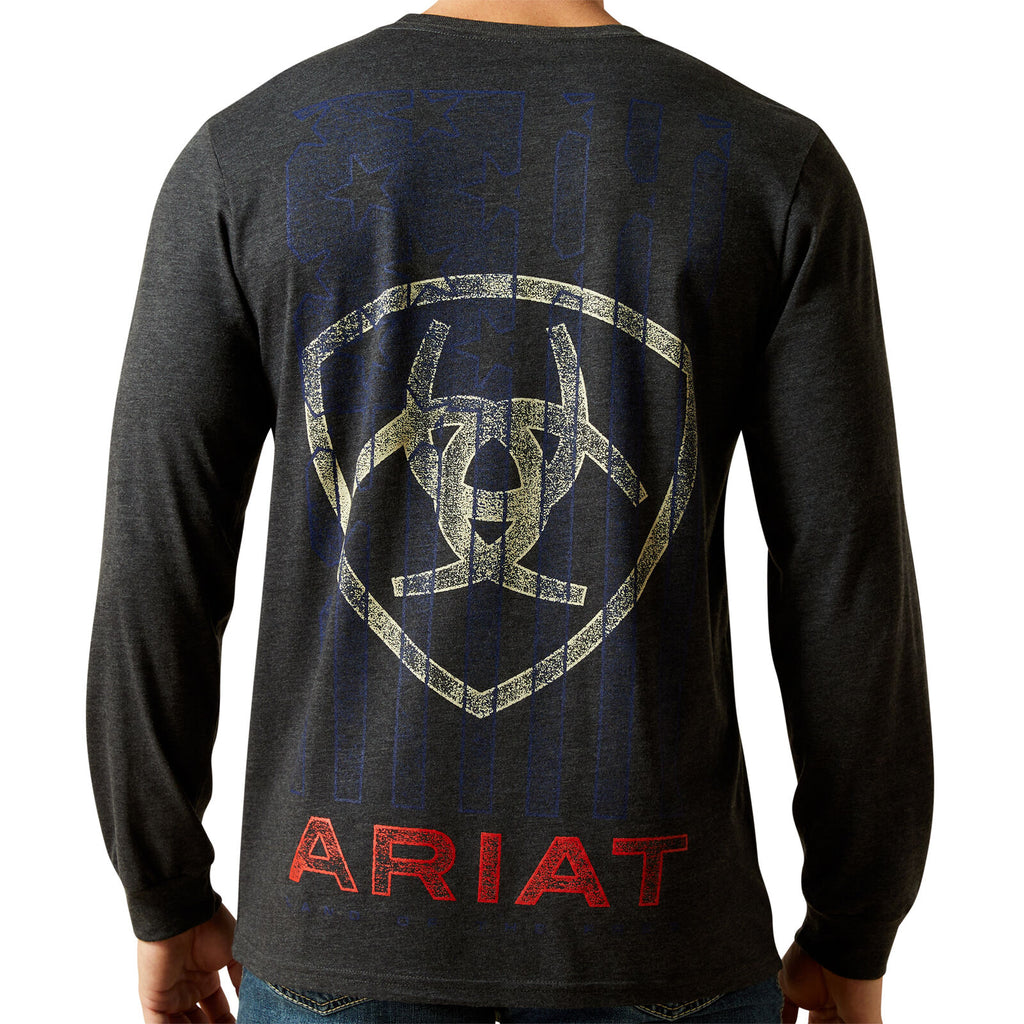 Ariat Mens Stamped Freedom L/S Tee (10062428) Charcoal Heather