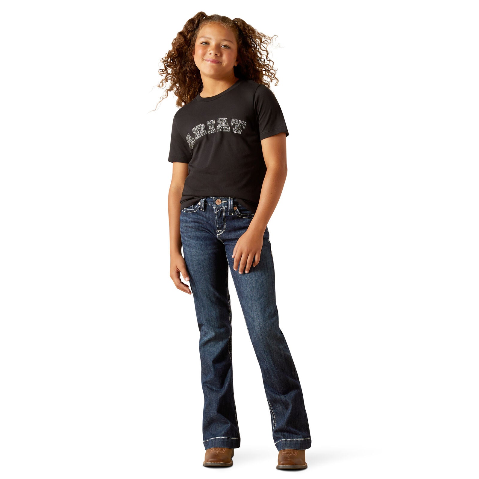 Ariat Girls Boot Stitch Logo S/S Tee (10062874) Black