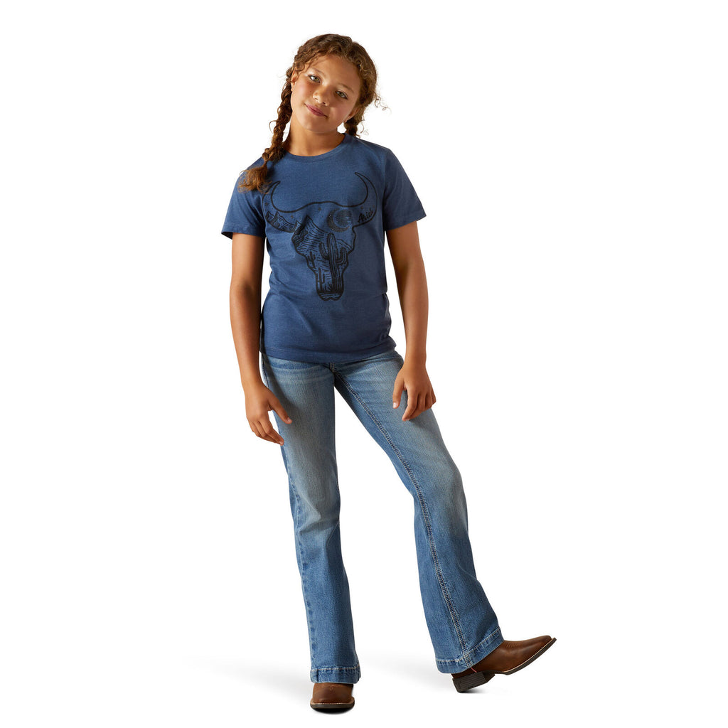 Ariat Girls Bull Night Sky S/S Tee (10062873) Navy Heather