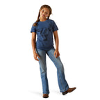 Ariat Girls Bull Night Sky S/S Tee (10062873) Navy Heather