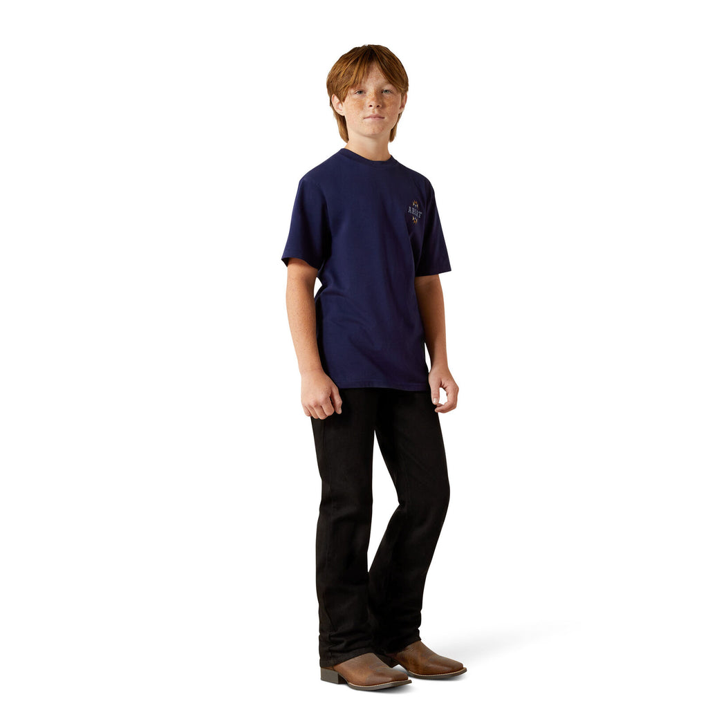 Ariat Boys Woven West S/S Tee (10062409) Blue