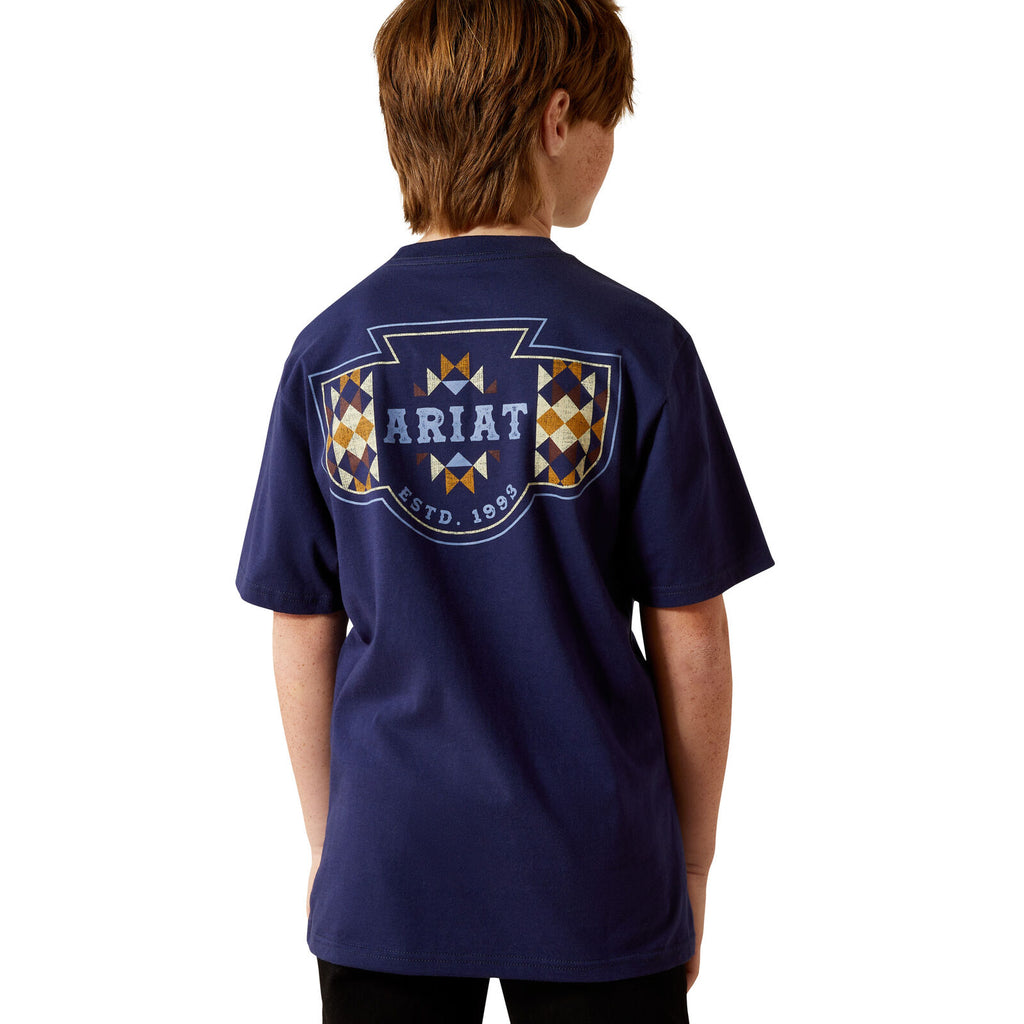 Ariat Boys Woven West S/S Tee (10062409) Blue