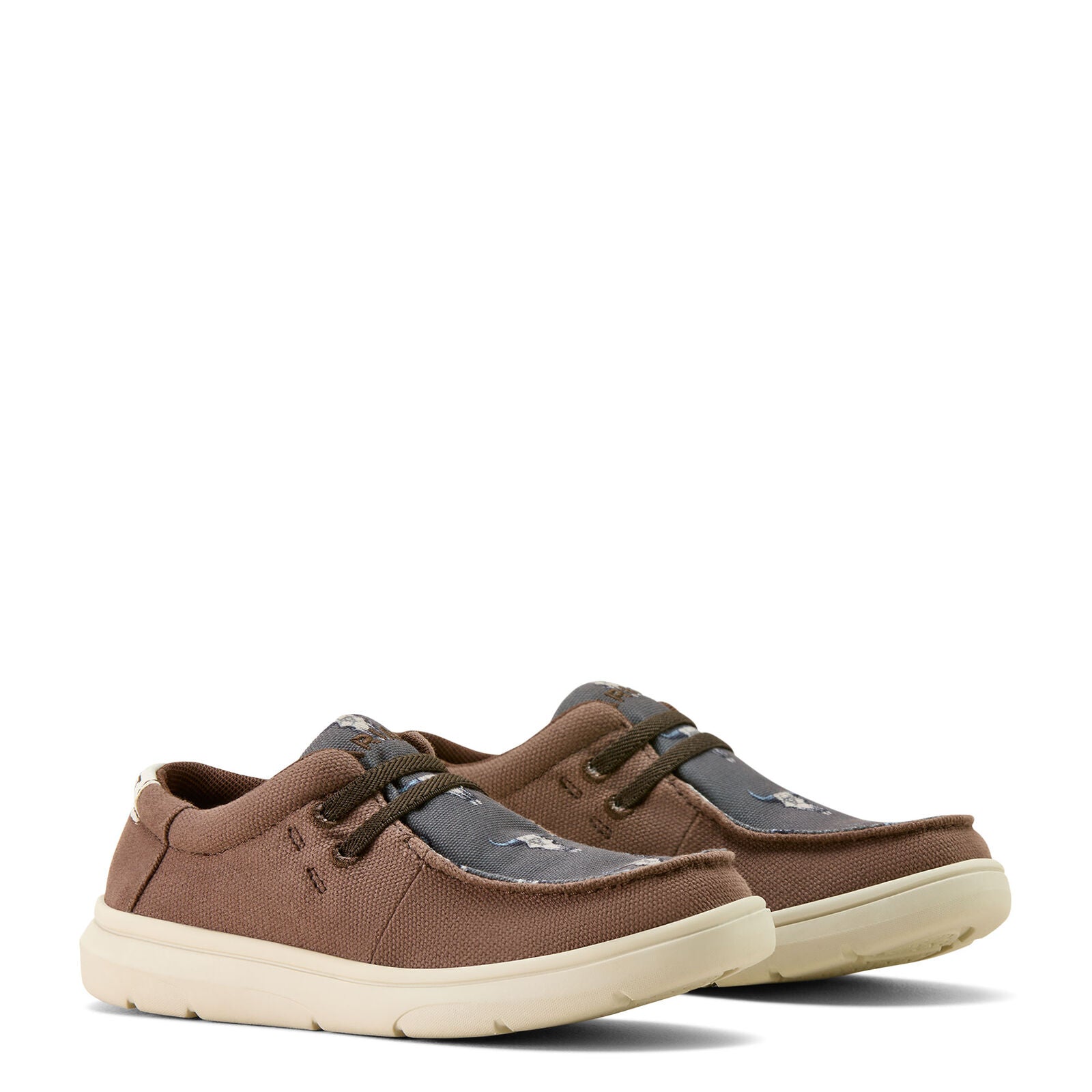Ariat Youths Hilo Shoes (10063935) Chocolate/Ariat Steer Heads
