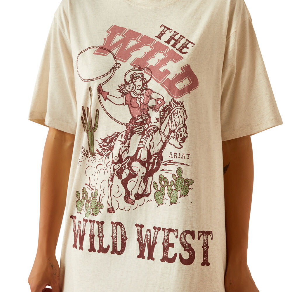 Ariat Womens Wild Cowgirl S/S Tee Dress (10058900) Oatmeal Heather