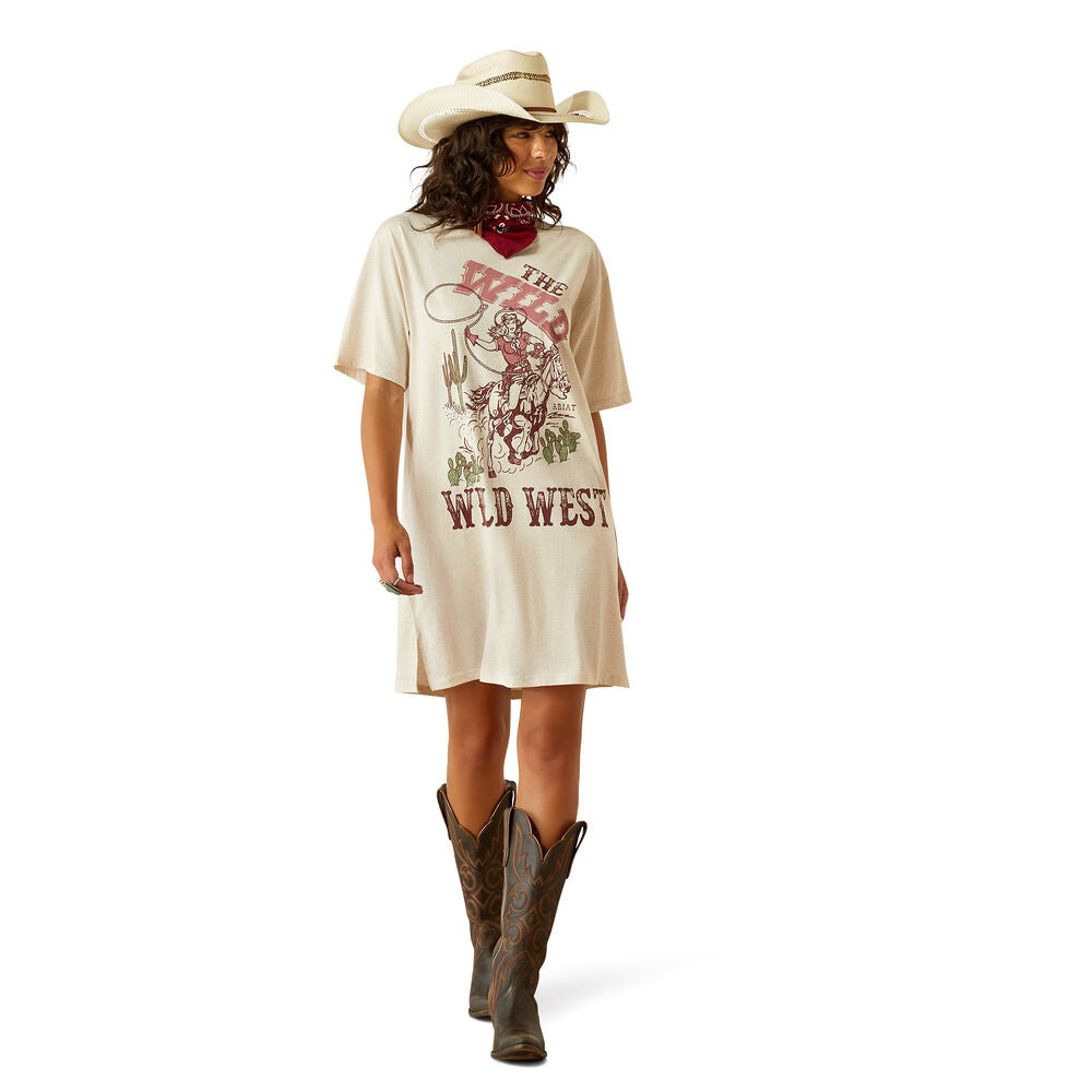 Ariat Womens Wild Cowgirl S/S Tee Dress (10058900) Oatmeal Heather