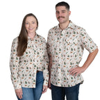 Just Country Mens Jordan Full Button S/S Print Shirt (MWSSR252) Stone Western Scene