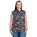 Just Country Womens Lilly Half Button Sleeveless Print Shirt (WWNSR250) Navy Fiesta