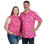 Just Country Womens Lilly Half Button Sleeveless Print Shirt (WWNSR253) Rose Brew
