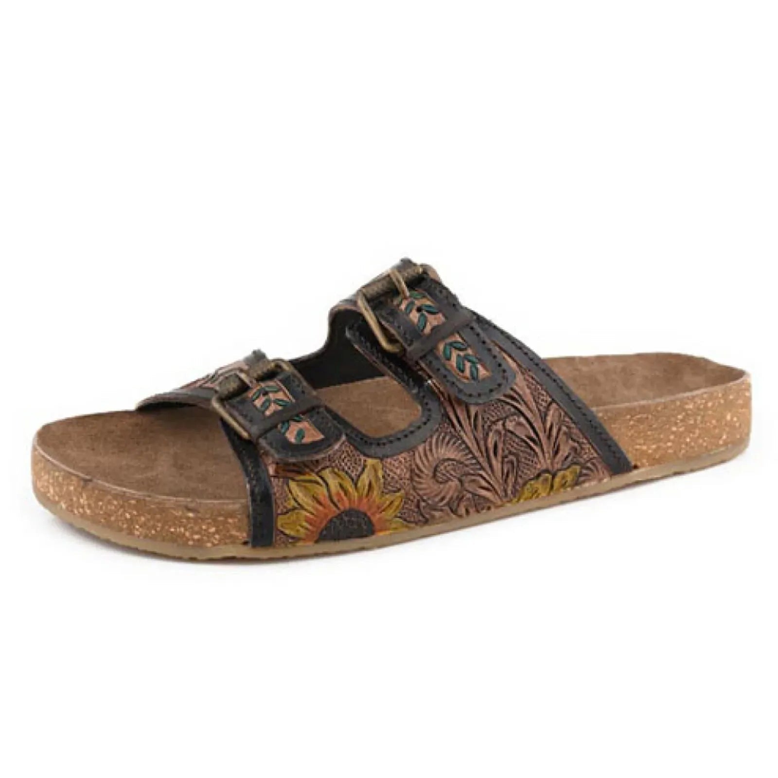 Roper Womens Desiree Tooled Western Sandals (21607582) Tan Floral