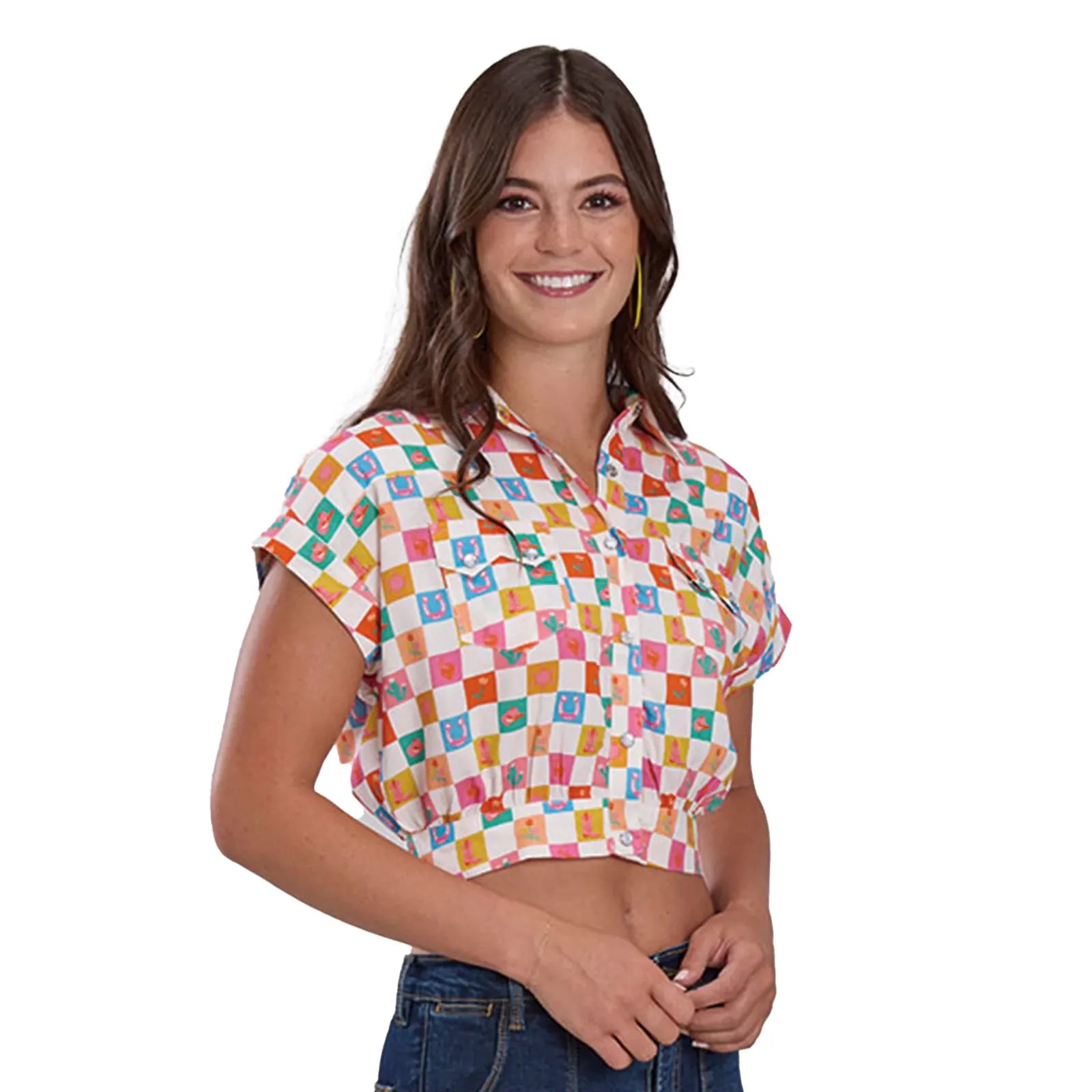 Roper Womens Five Star Collection S/S Blouse (51590082) Print White [SD]