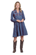 Roper Womens Studio West Collection L/S Dress (57565100) Solid Blue