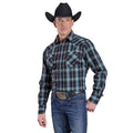 Roper Mens West Made Collection L/S Shirt (1062710) Plaid Blue