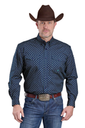Roper Mens Amarillo Collection L/S Shirt (1325032) Print Blue